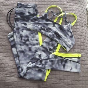 Grey and Neon yellow matching gymwear